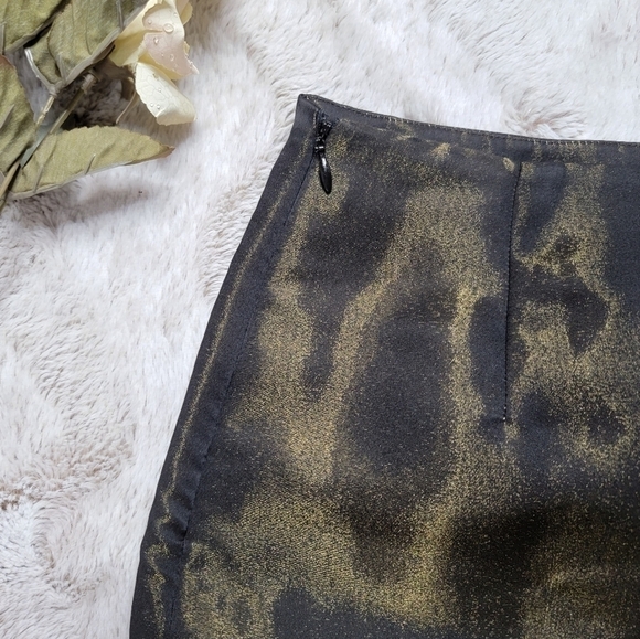 Akris Silk Blend Bronze Shimmer Black Pencil Skirt Size 4 - Picture 8 of 13